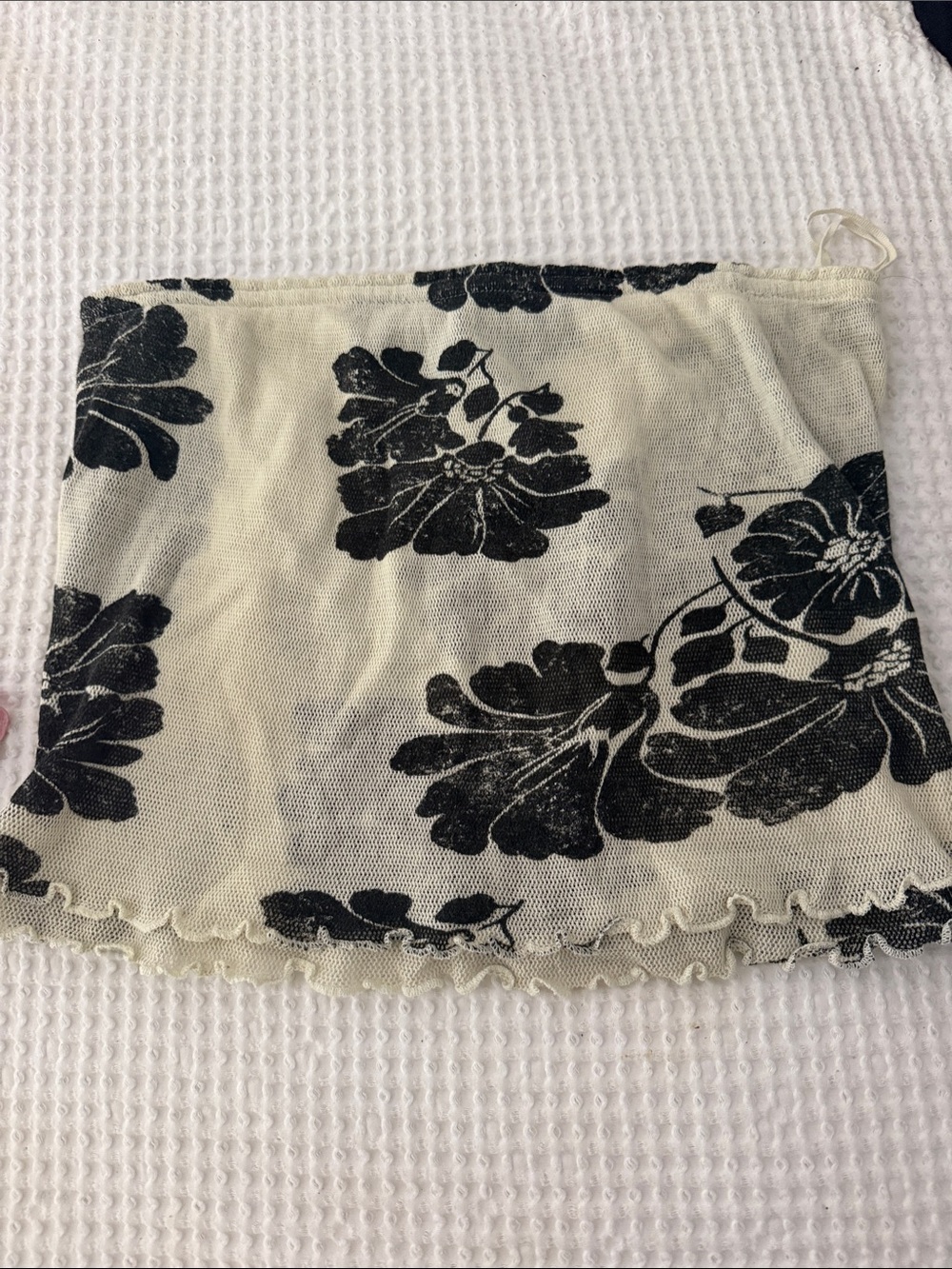 FP Movement by Free People Black Floral Mesh Crop Top on Cream